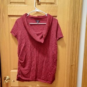 Apt. 9 Size XL red Sparkly Top with Cowl Neck and Ruched sides